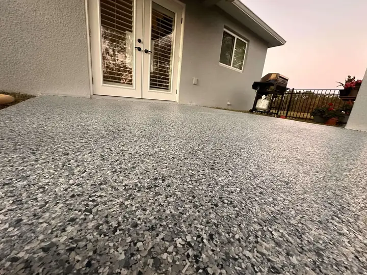 Finished polished and coated concrete patio