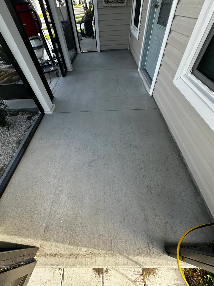 Freshly coated concrete patio