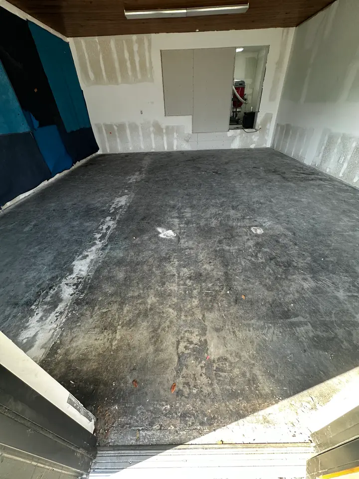 Bare concrete before a grind and seal finish